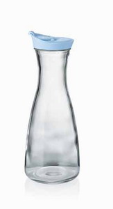 Bild von Glaskaraffe mit Deckel (blau), 10x10x26,5 cm, 1 ltr.
