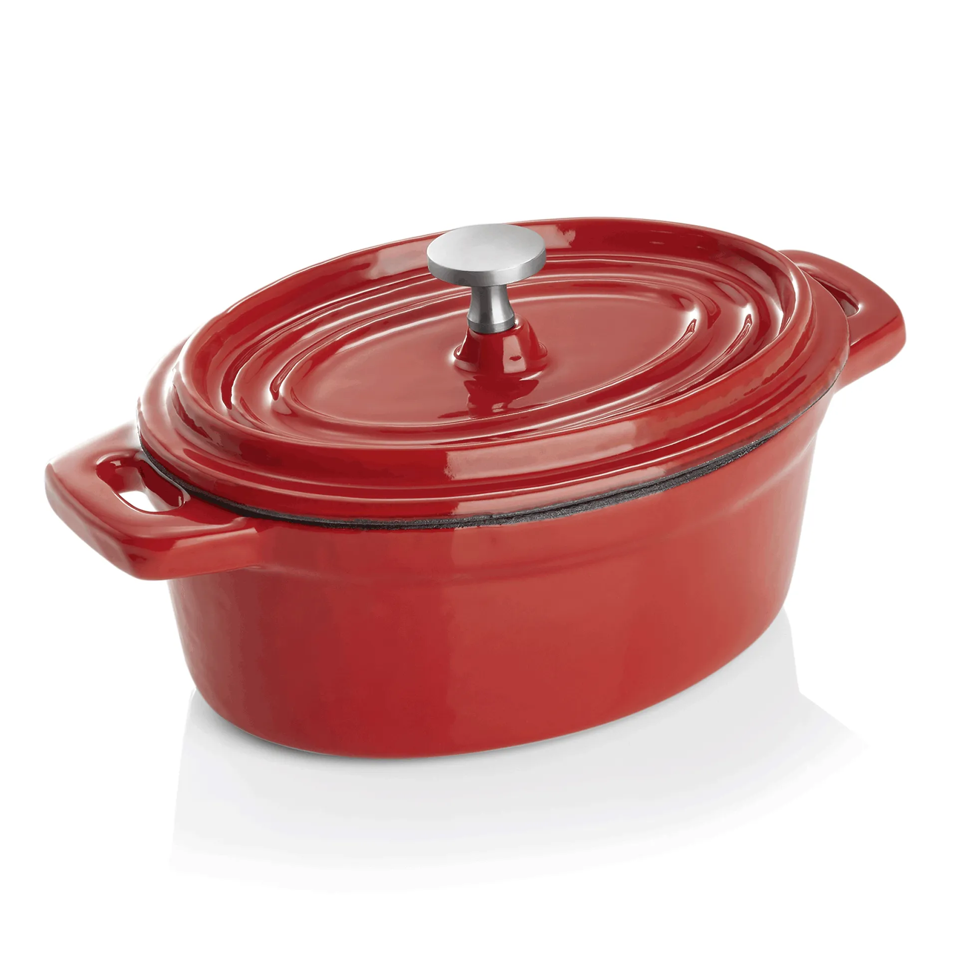 Bild von Cocotte oval, 12 cm - Gusseisen emalliert, rot  