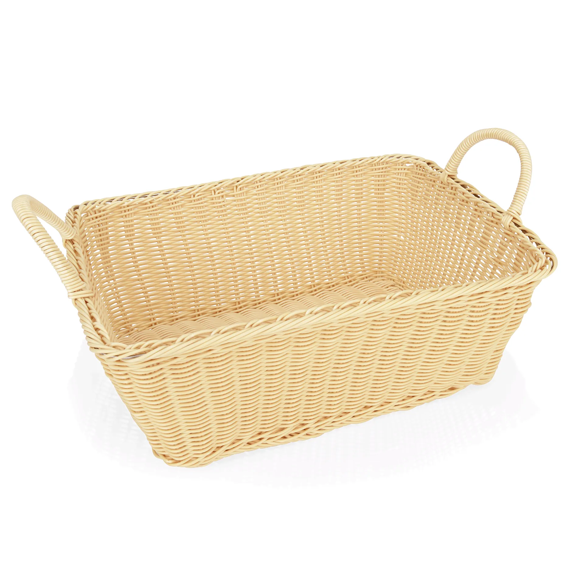 Bild von Poly-Rattan Korb mit Griffen, 44x34x16cm,schwere Ausf  